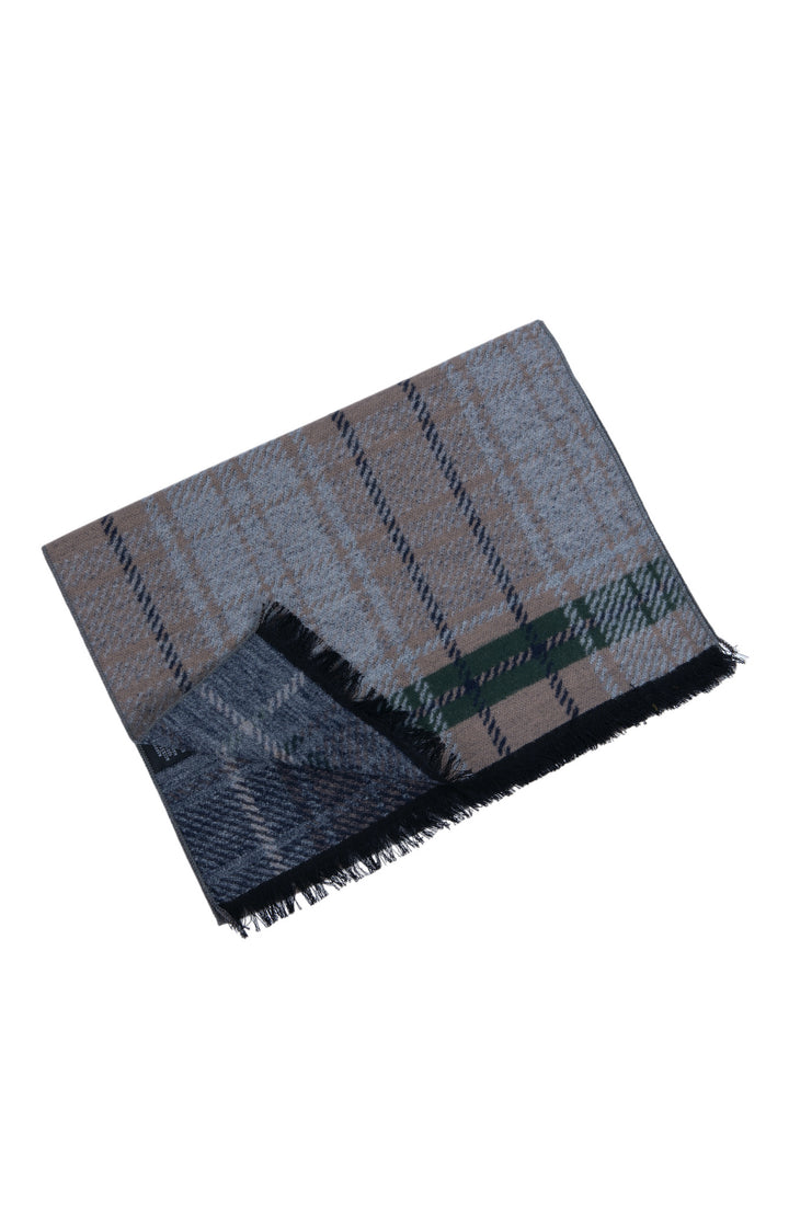 Ted Baker London 100% Silk Taupe Plaid Reversible Scarf