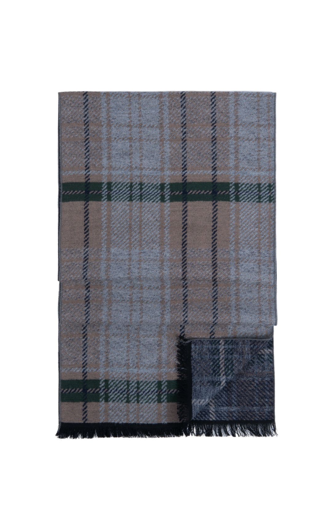 Ted Baker London 100% Silk Taupe Plaid Reversible Scarf