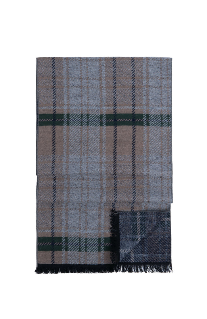 Ted Baker London 100% Silk Taupe Plaid Reversible Scarf