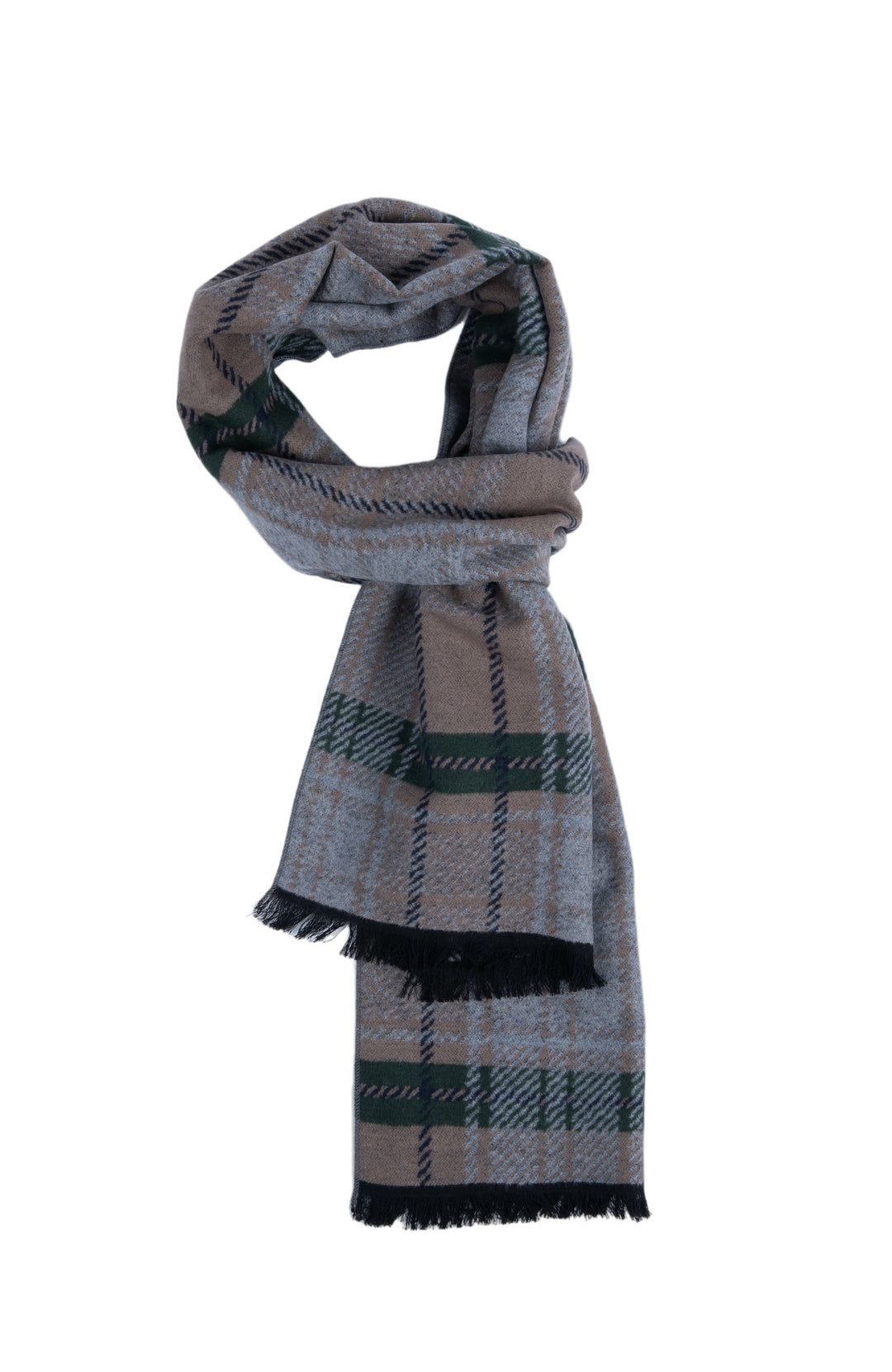 Ted Baker London 100% Silk Taupe Plaid Reversible Scarf