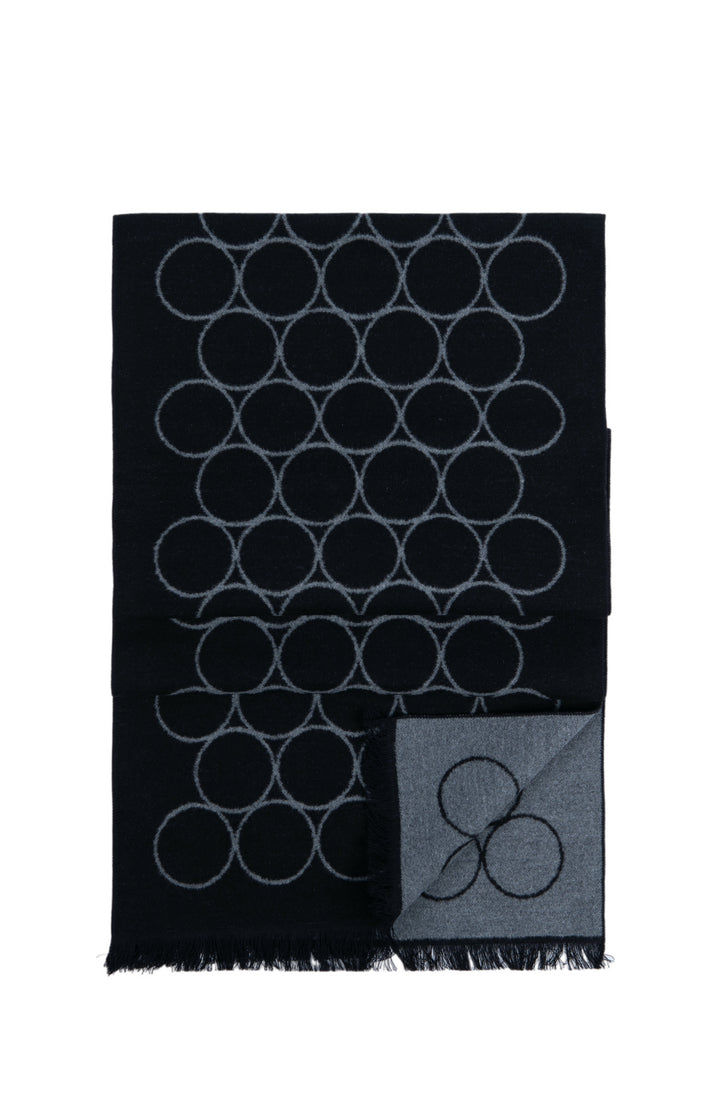 Ted Baker London 100% Silk Black Geometric Reversible Scarf