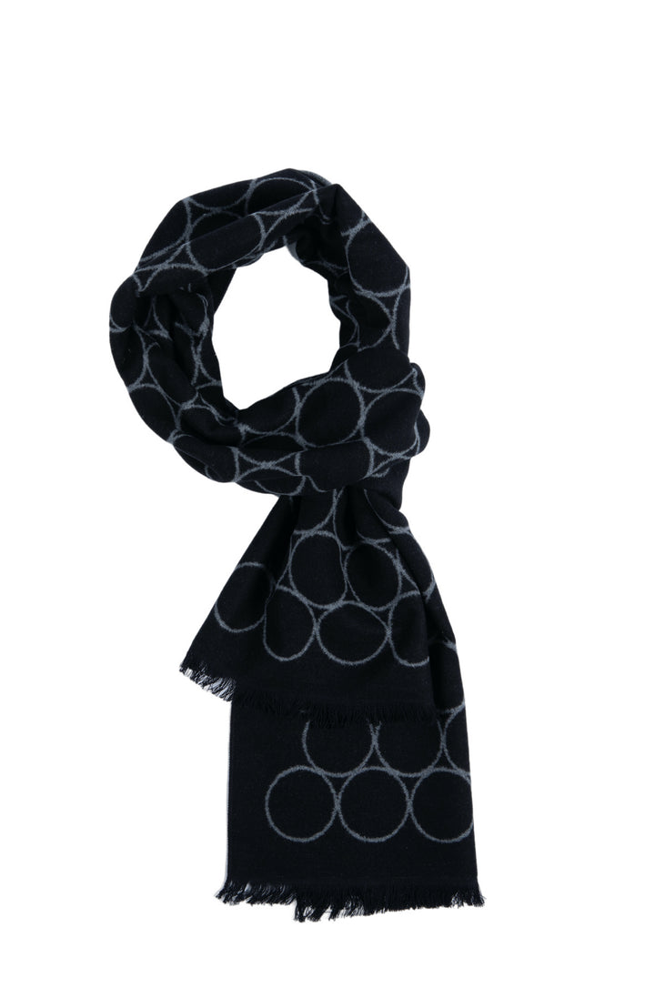 Ted Baker London 100% Silk Black Geometric Reversible Scarf