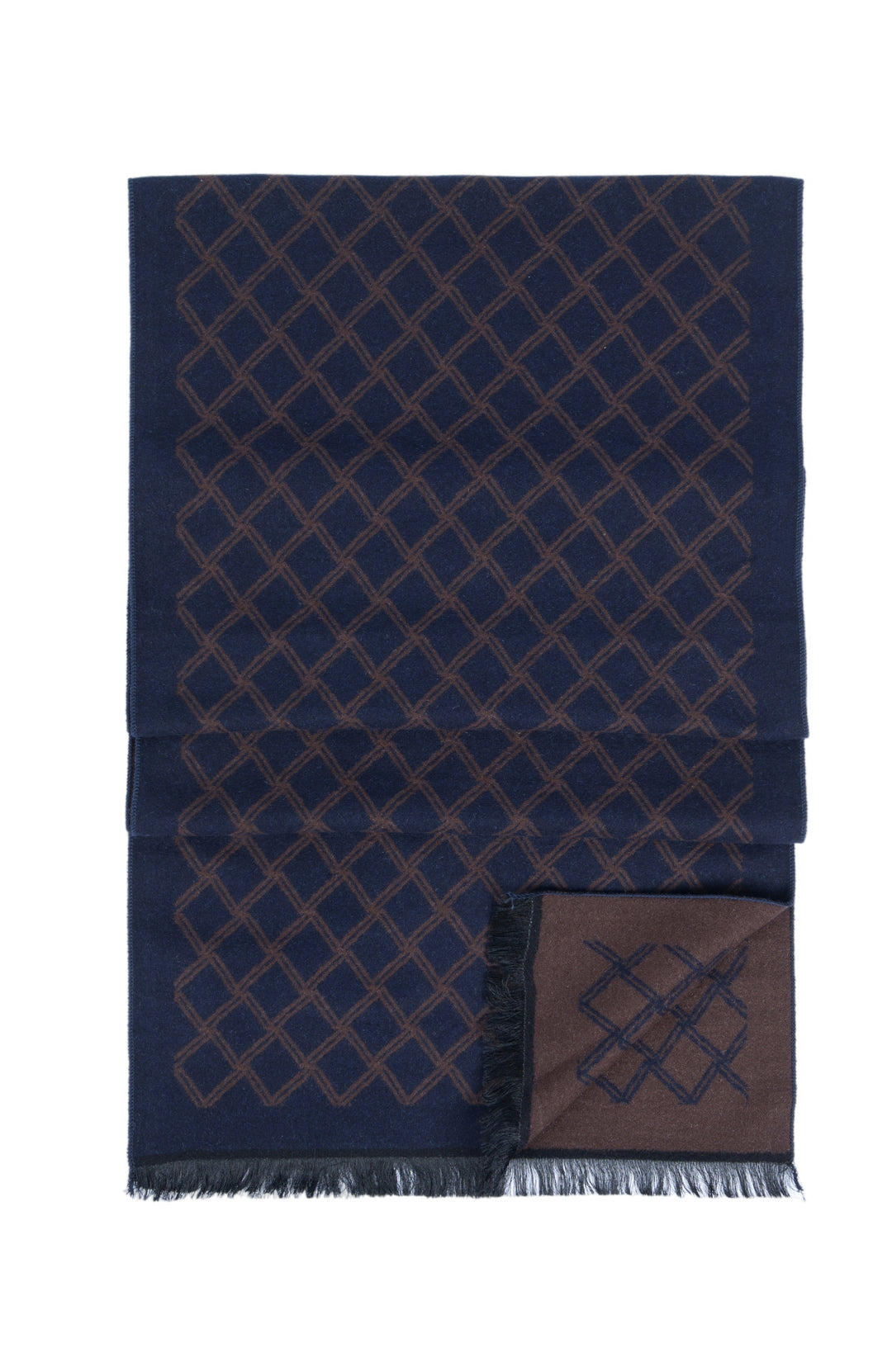 Ted Baker London 100% Silk Blue Lattice Reversible Scarf