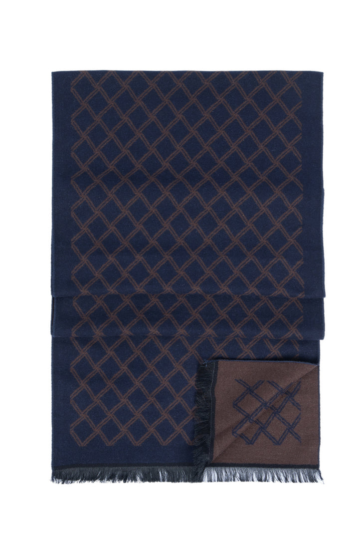 Ted Baker London 100% Silk Blue Lattice Reversible Scarf