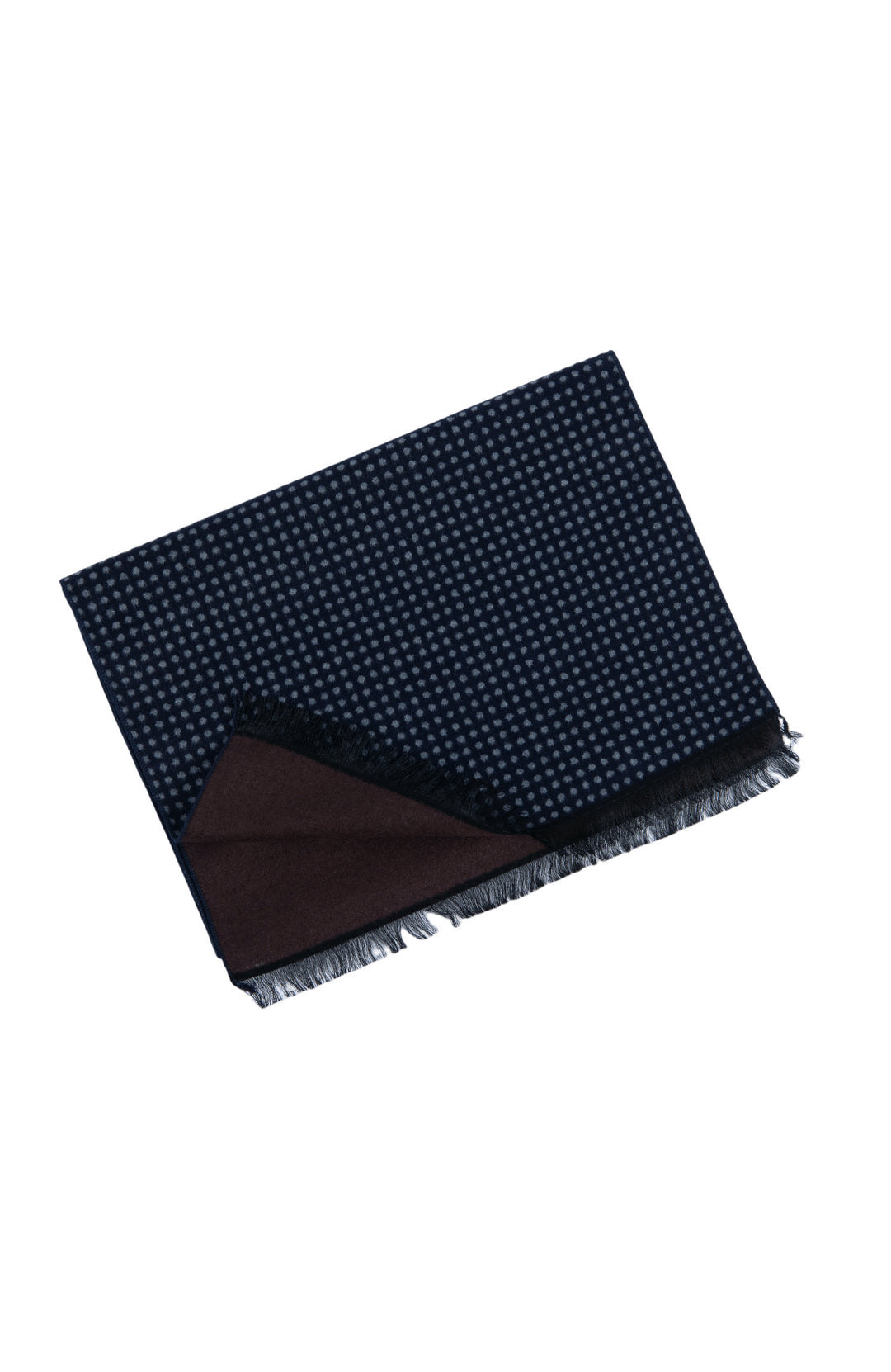 Ted Baker London 100% Silk Brown to Navy Polka-dot Reversible Scarf