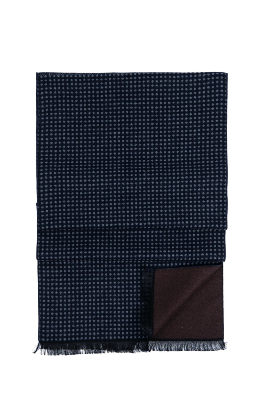 Ted Baker London 100% Silk Brown to Navy Polka-dot Reversible Scarf