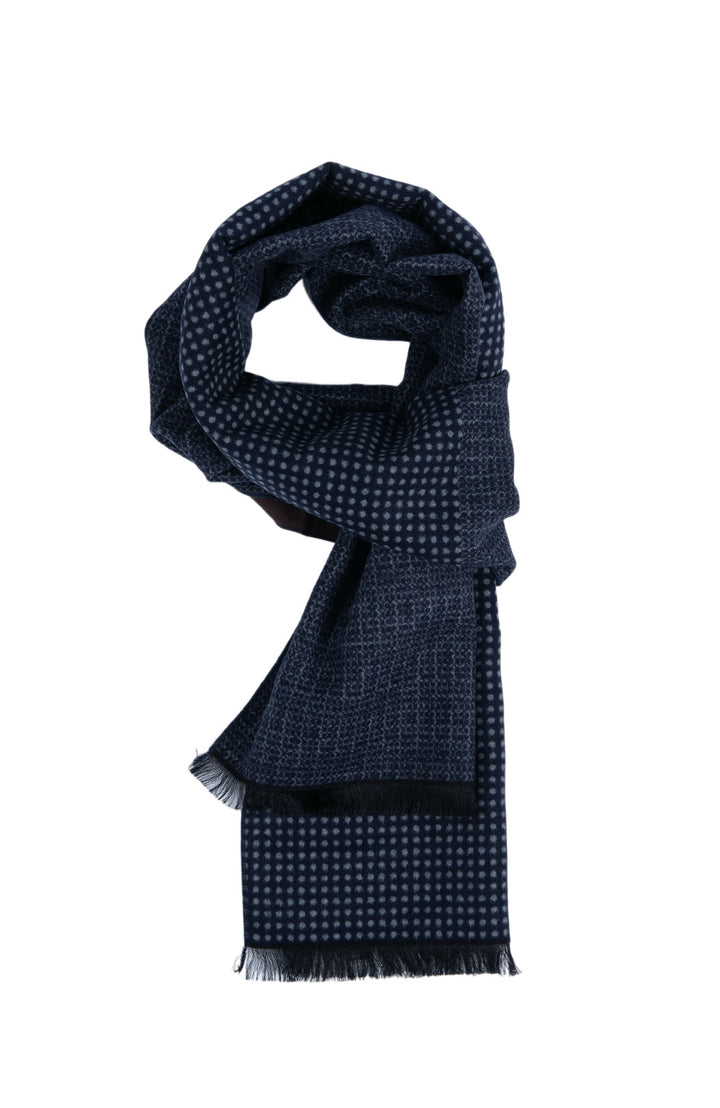 Ted Baker London 100% Silk Brown to Navy Polka-dot Reversible Scarf