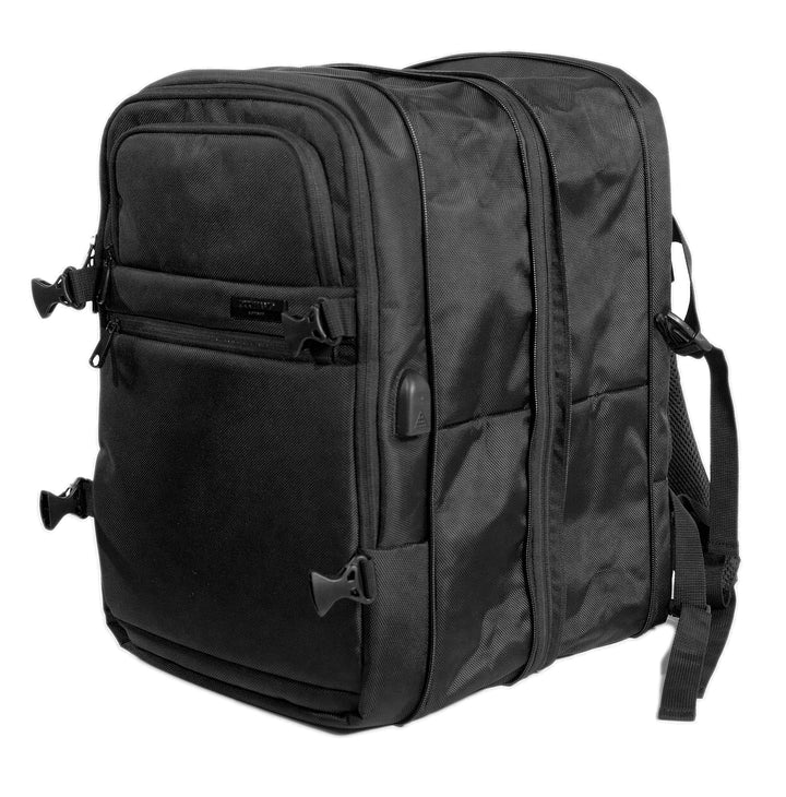Getaway Expandable Carry-On Black Ballistic Nylon Backpack Suitcase by Duchamp London
