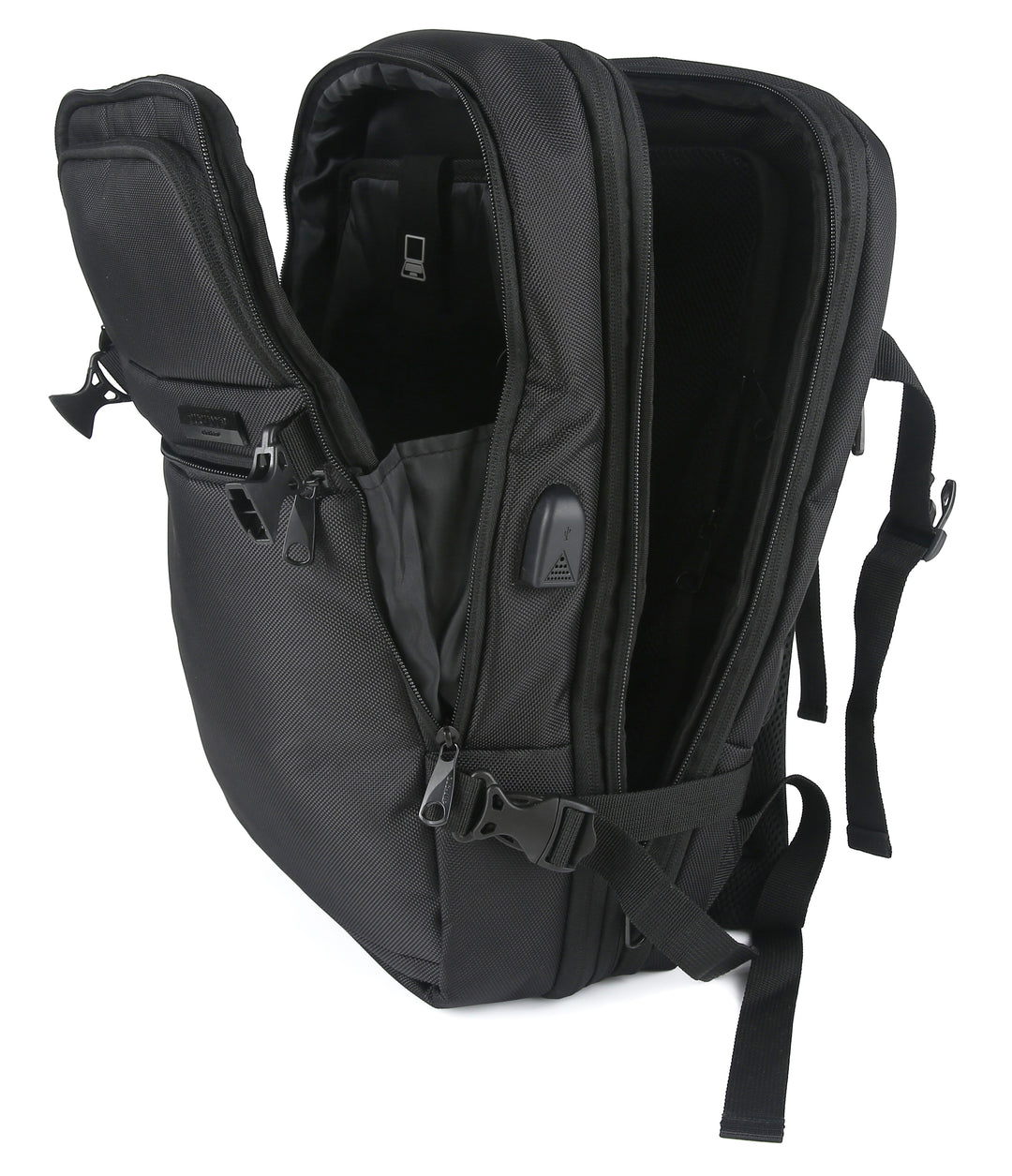 Getaway Expandable Carry-On Black Ballistic Nylon Backpack Suitcase by Duchamp London