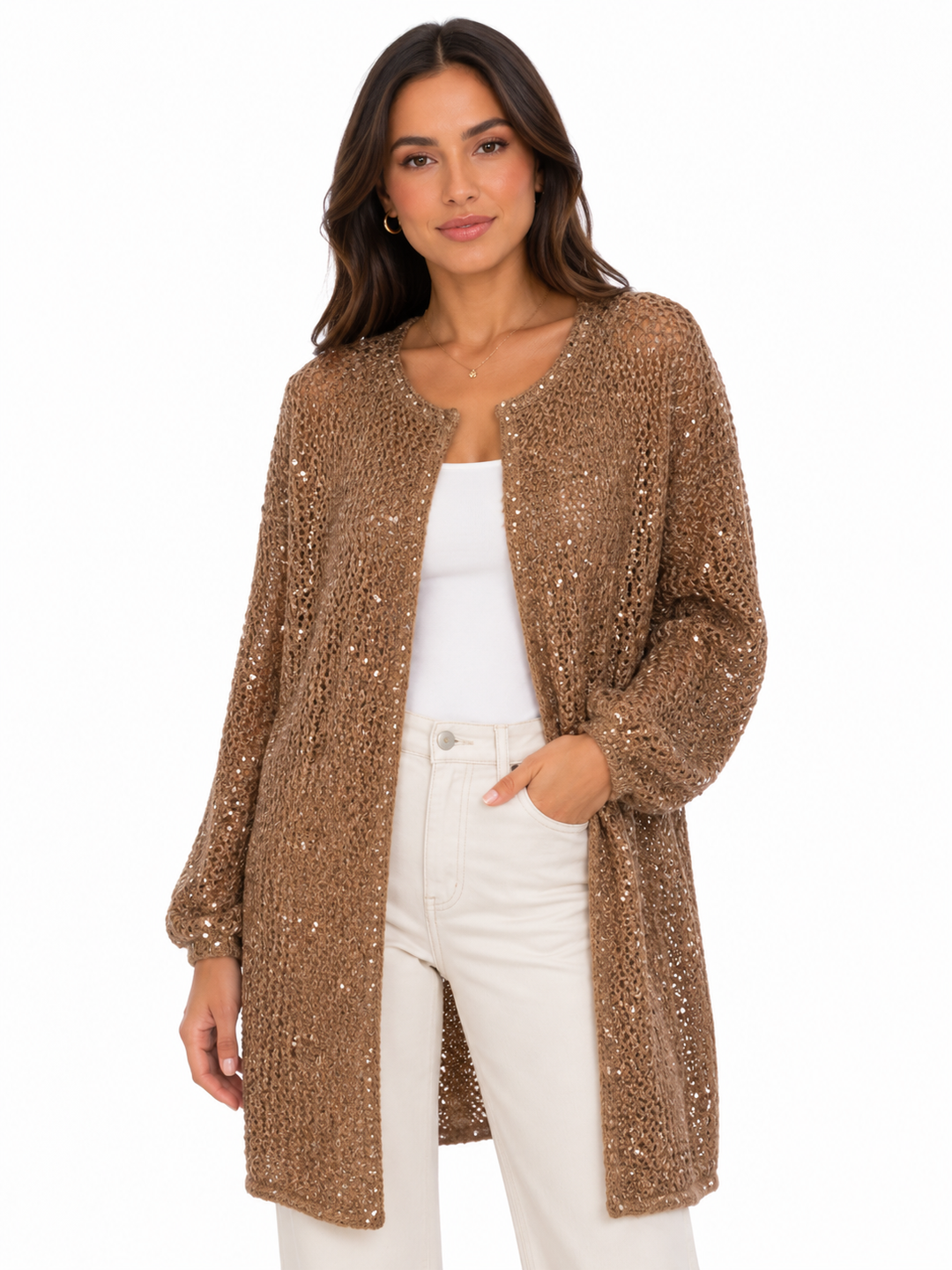 Long Sequin Cardigan
