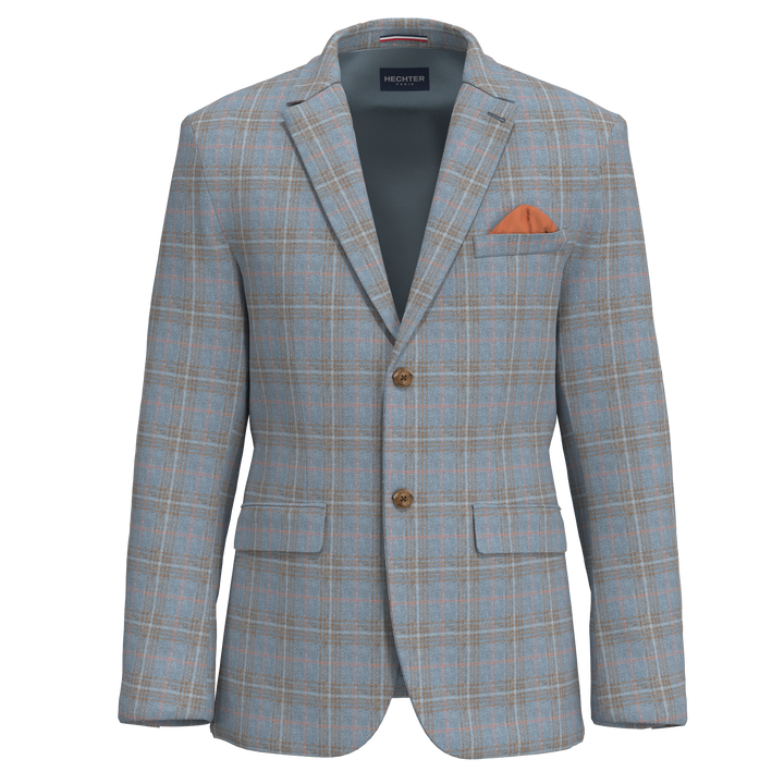 Hechter Paris Blue Plaid Silk &amp; Wool Sportcoat