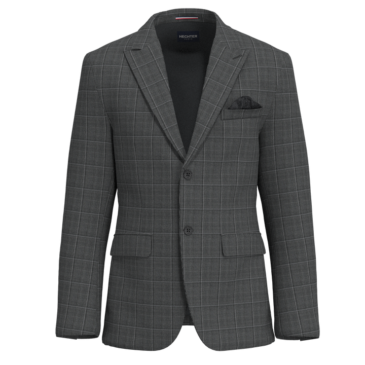 Hechter Paris Charcoal Houndstooth Windowpane Wool Blend Sport Coat