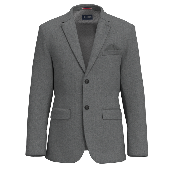Hechter Paris Grey Solid Melange Wool Blend Sport Coat