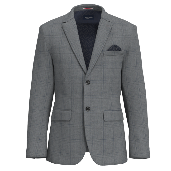 Hechter Paris Grey Plaid 100% Wool Sport Coat