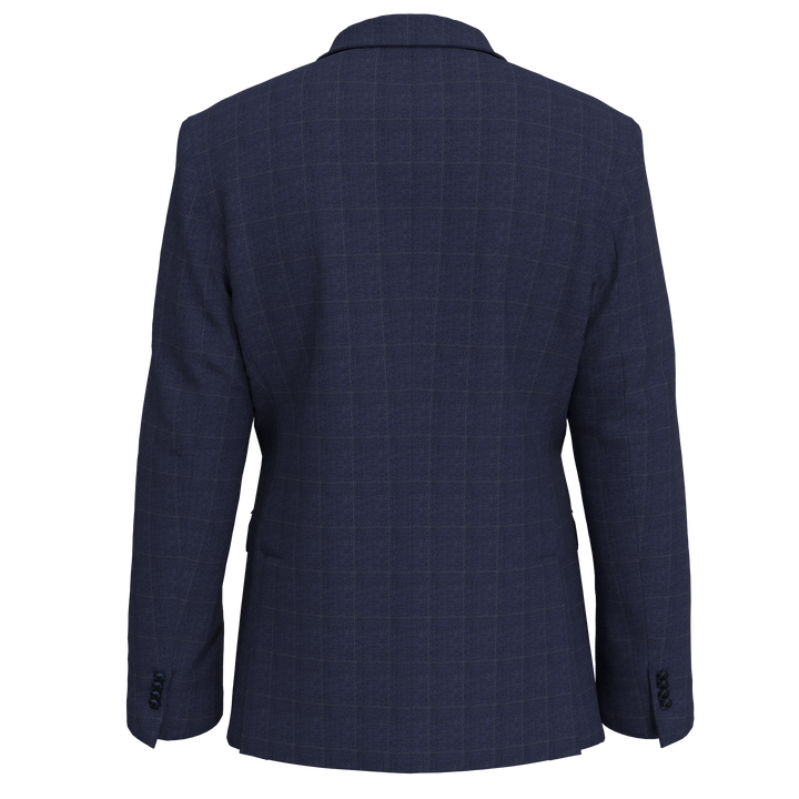 Hechter Paris Navy Textured Windowpane Wool Blend Sport Coat