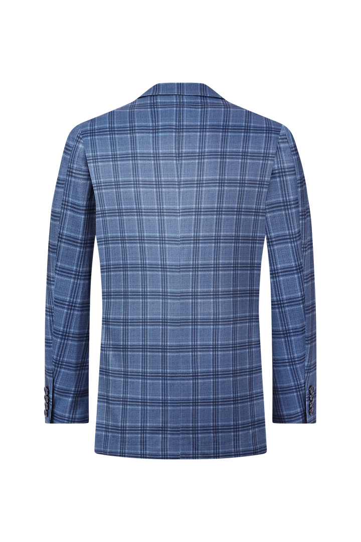 Hechter Paris Blue Plaid Knit Sport Coat
