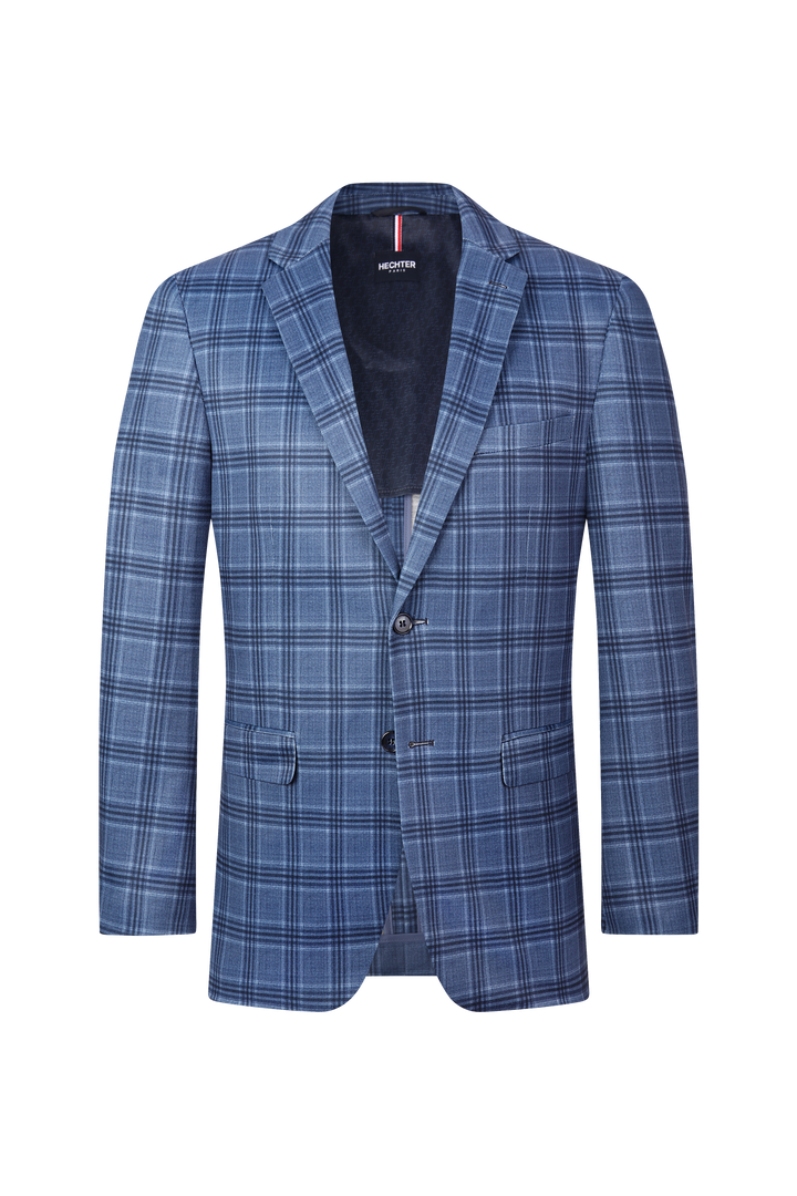 Hechter Paris Blue Plaid Knit Sport Coat