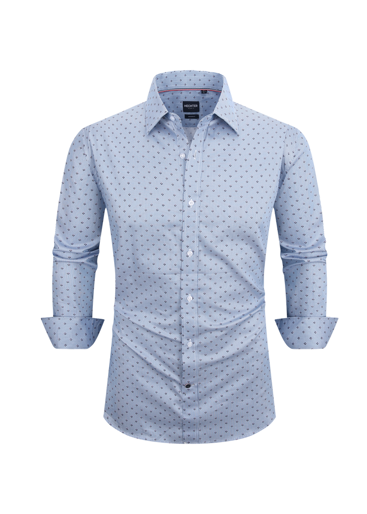 Hechter Paris Blue Dobbie Slim Fit Dress Shirt