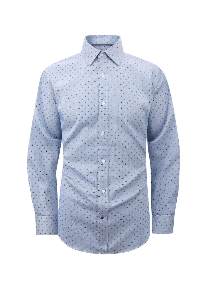 Hechter Paris Blue Dobbie Slim Fit Dress Shirt