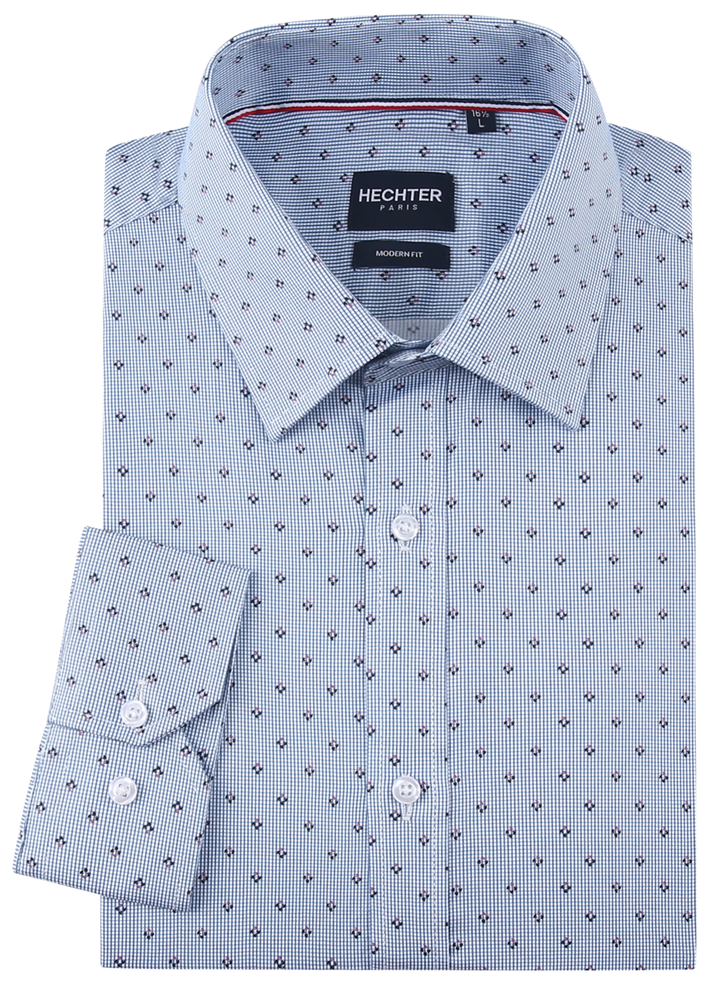 Hechter Paris Blue Dobbie Slim Fit Dress Shirt