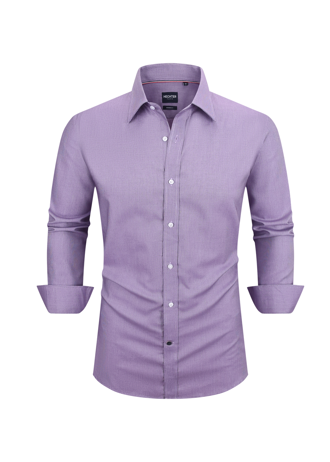 Hechter Paris Purple Plaid Slim Fit Dress Shirt