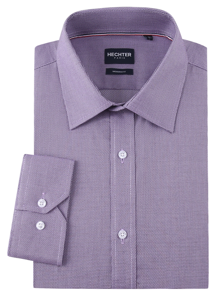Hechter Paris Purple Plaid Slim Fit Dress Shirt