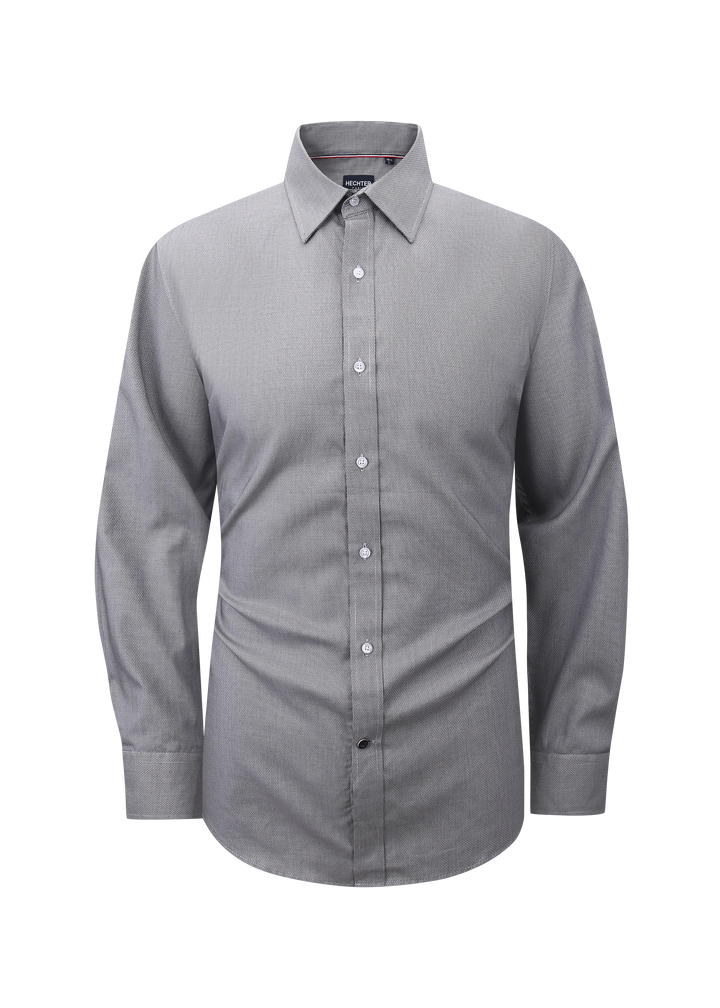 Hechter Paris Grey Plaid Slim Fit Dress Shirt