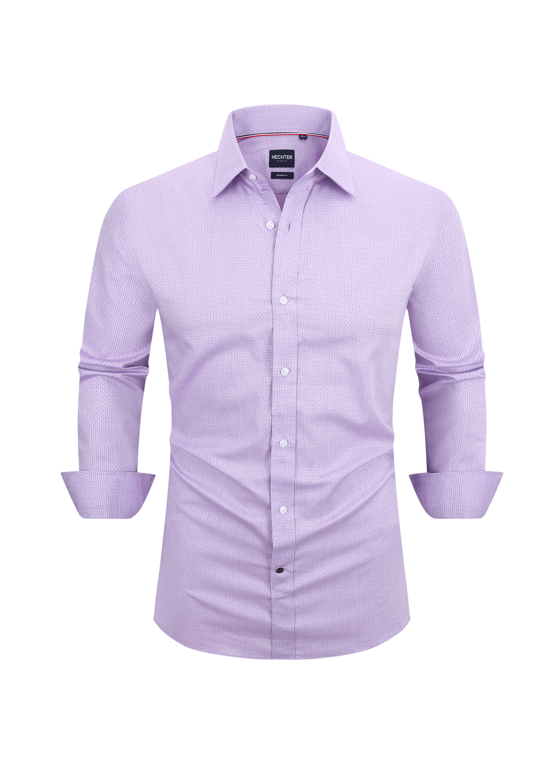 Hechter Paris Purple Plaid Slim Fit Dress Shirt