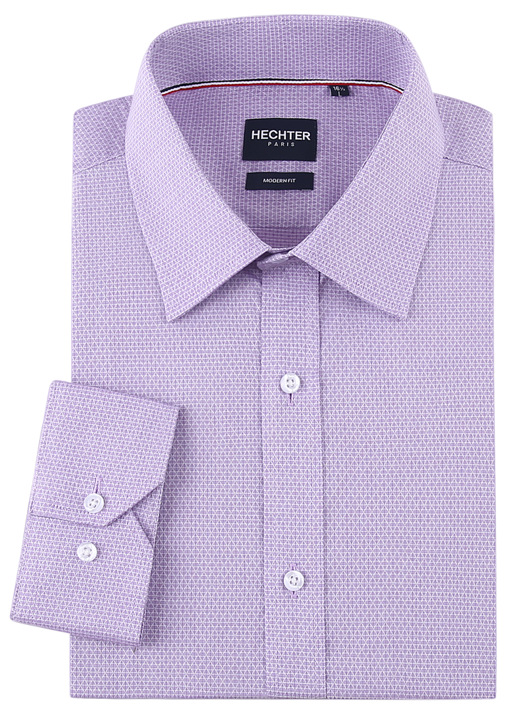 Hechter Paris Purple Plaid Slim Fit Dress Shirt