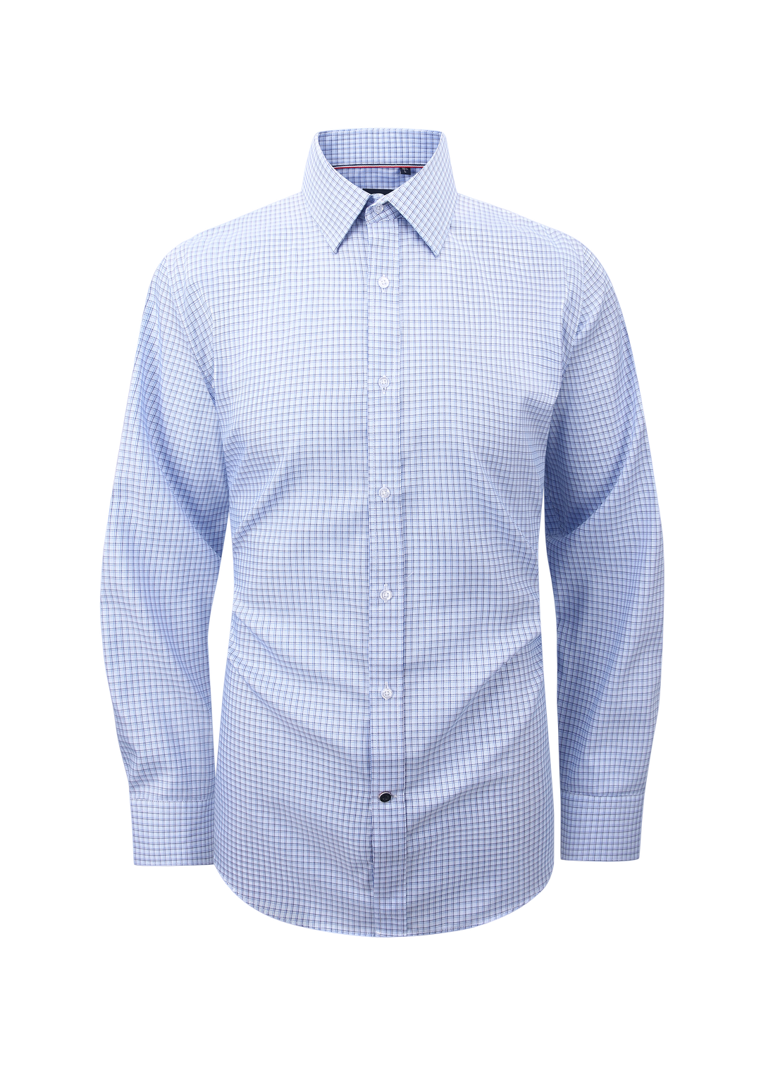 Hechter Paris Blue Plaid Slim Fit Dress Shirt