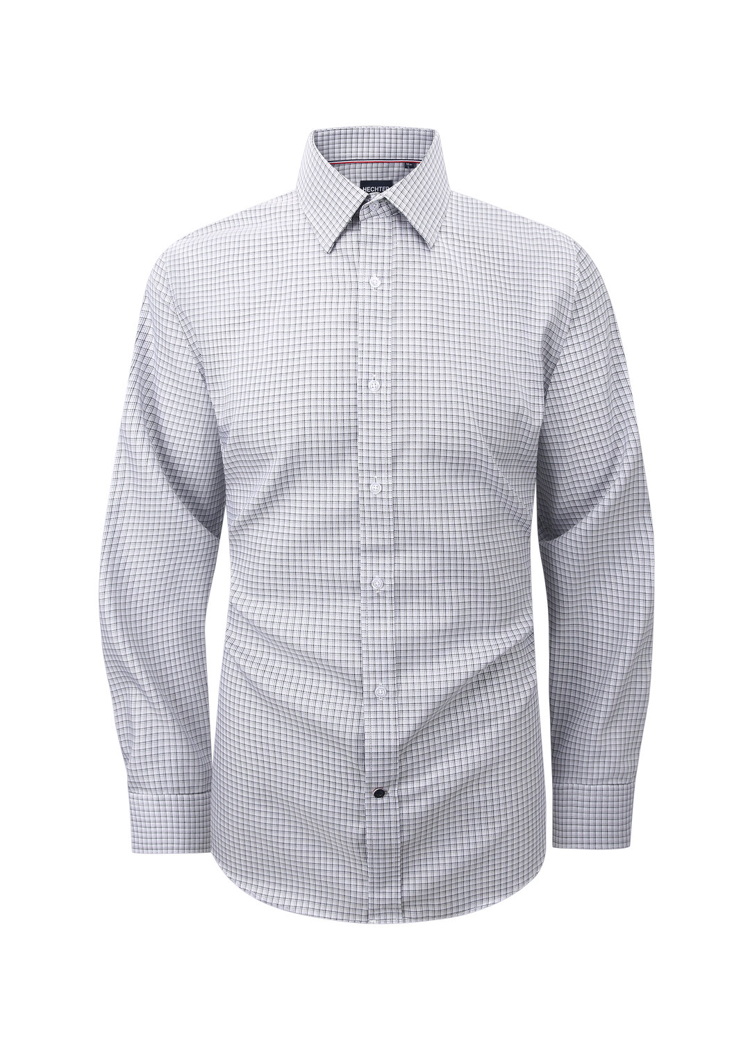 Hechter Paris Grey Plaid Slim Fit Dress Shirt