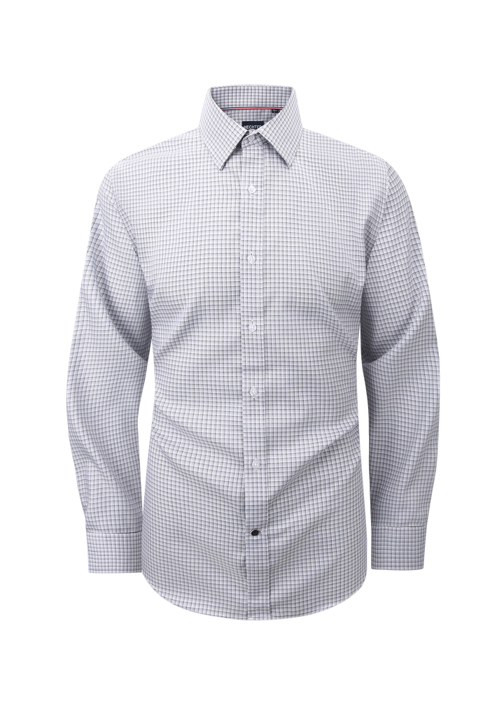Hechter Paris Grey Plaid Slim Fit Dress Shirt