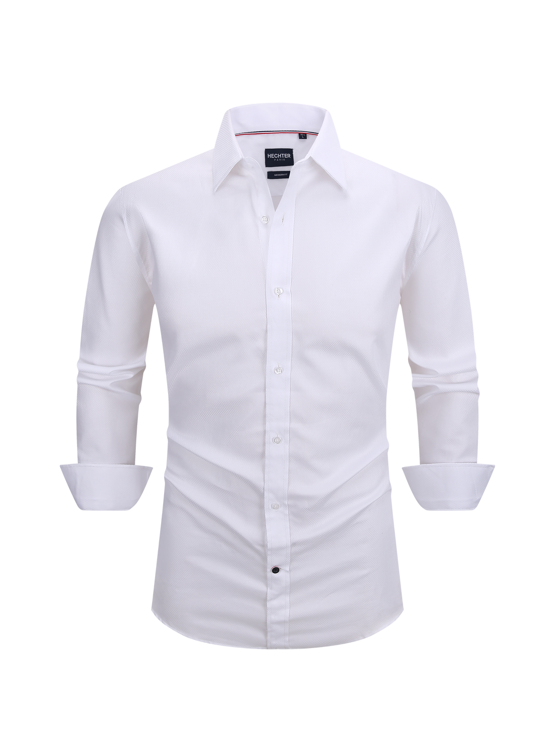 Hechter Paris White Texture Slim Fit Dress Shirt