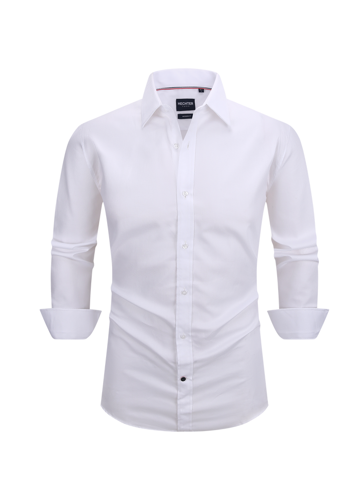 Hechter Paris White Texture Slim Fit Dress Shirt