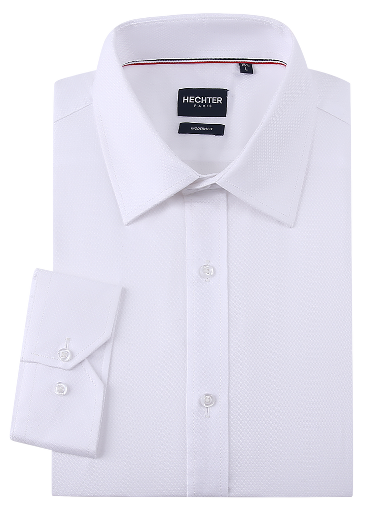 Hechter Paris White Texture Slim Fit Dress Shirt