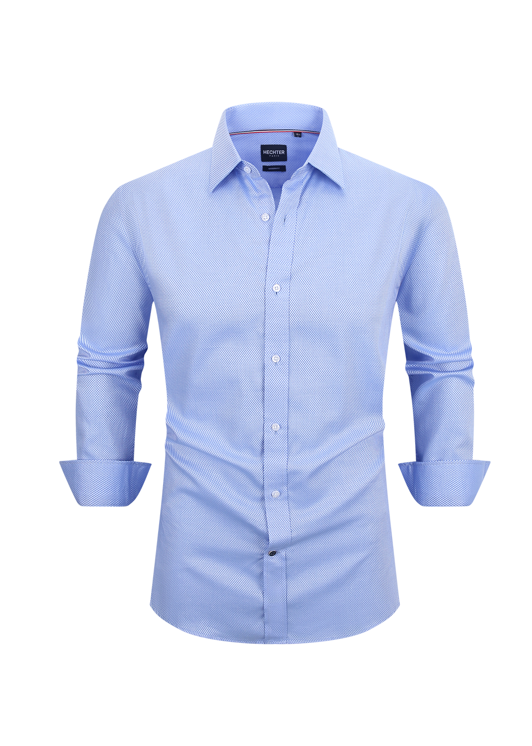 Hechter Paris Blue Plaid Slim Fit Dress Shirt