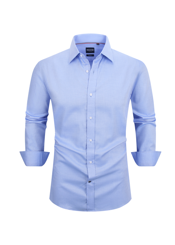 Hechter Paris Blue Plaid Slim Fit Dress Shirt