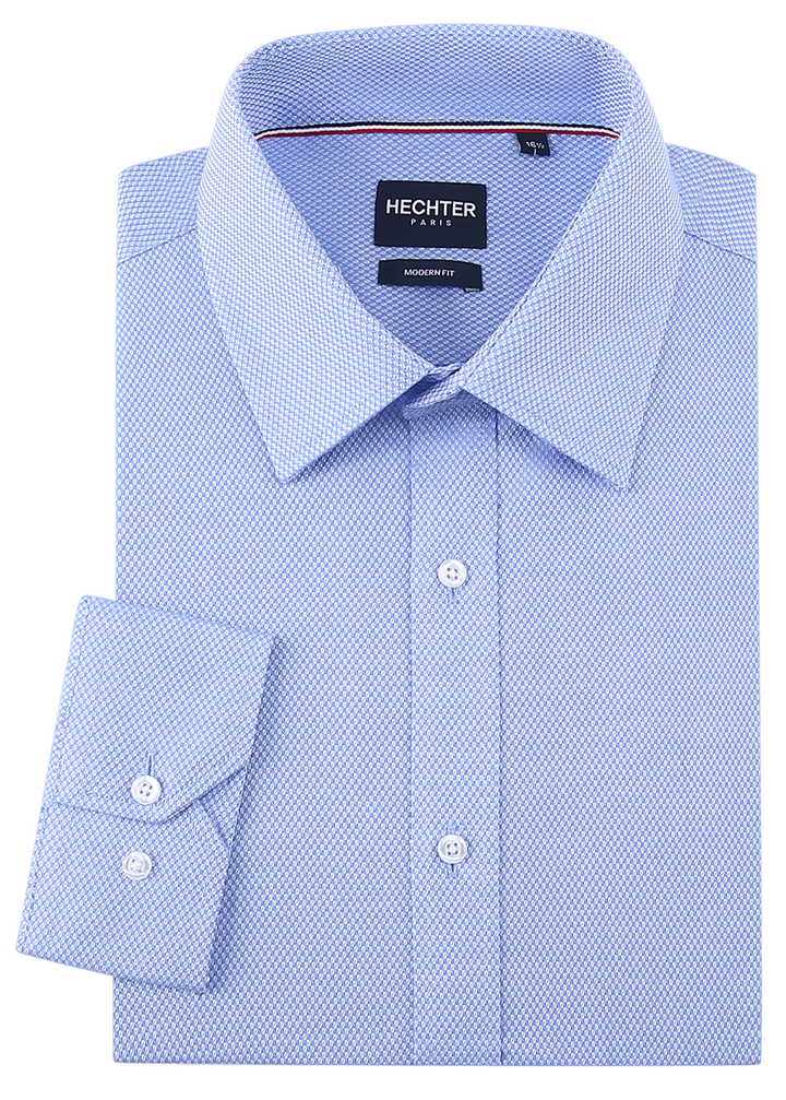 Hechter Paris Blue Plaid Slim Fit Dress Shirt