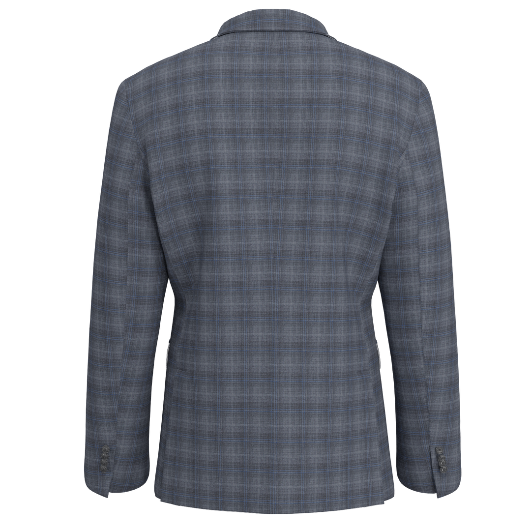 Hechter Paris Grey Plaid Modern Fit Wool Suit