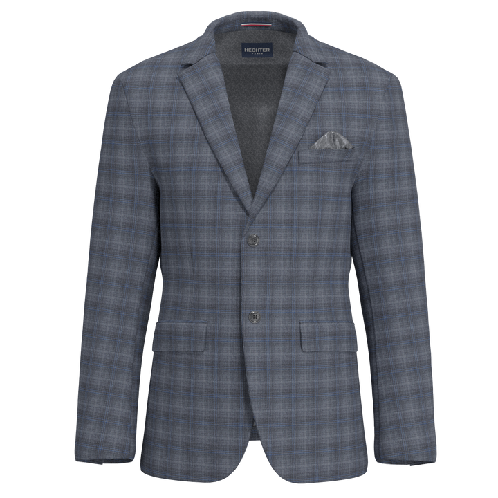 Hechter Paris Grey Plaid Modern Fit Wool Suit