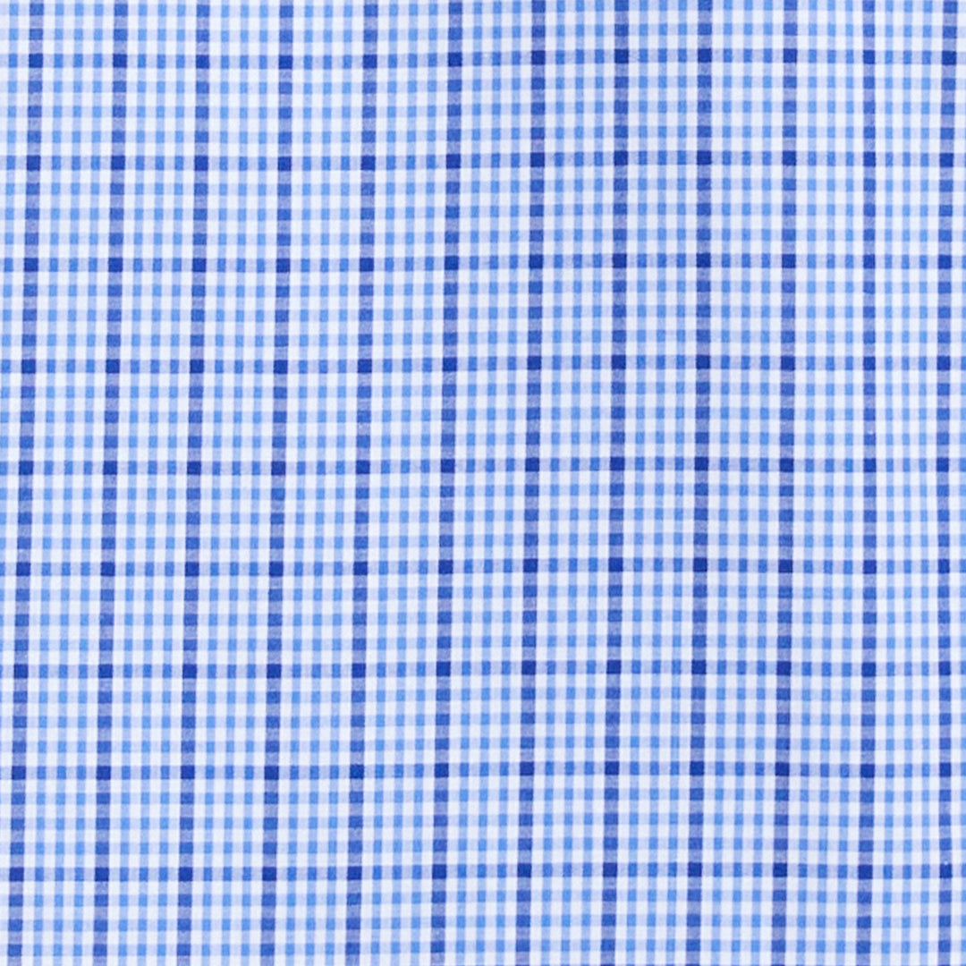Duchamp London Blue Mini Check Dress Shirt