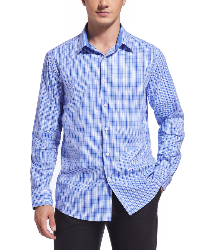 Duchamp London Blue Mini Check Dress Shirt