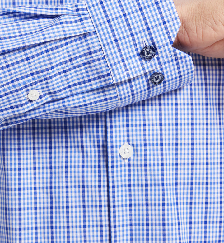 Duchamp London Blue Mini Check Dress Shirt