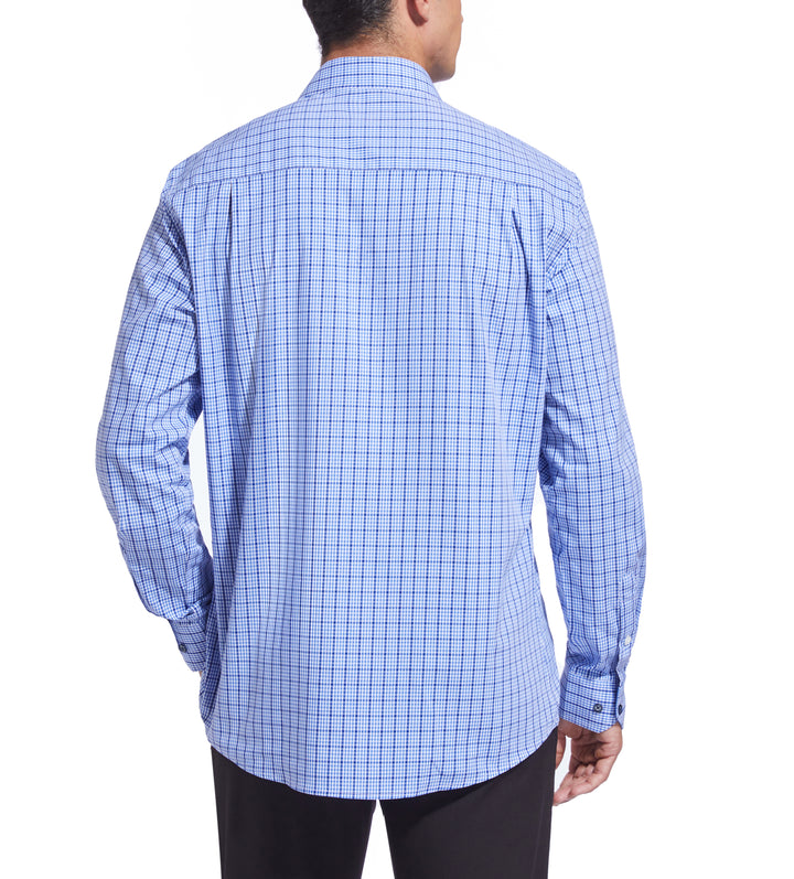 Duchamp London Blue Mini Check Dress Shirt