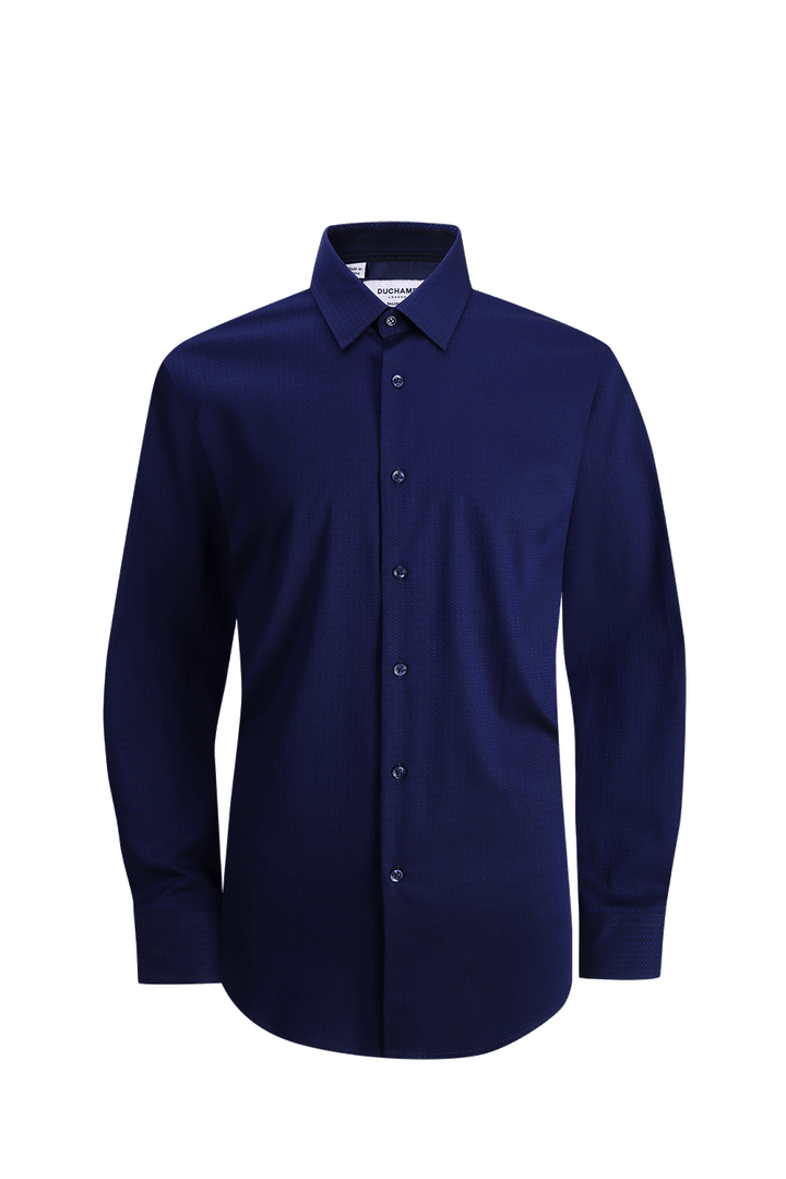 Duchamp London Navy Solid Geo Dress Shirt