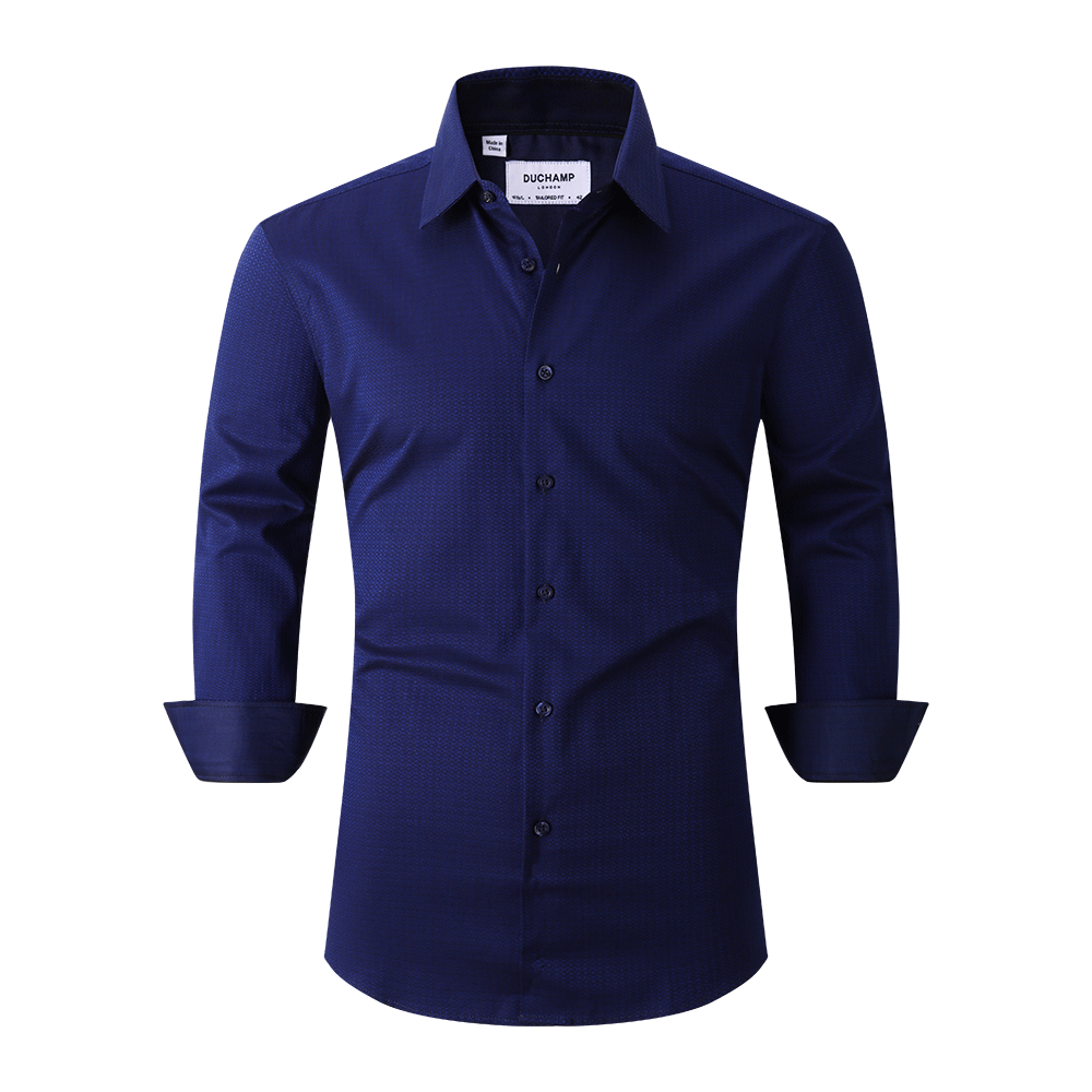 Duchamp London Navy Solid Geo Dress Shirt