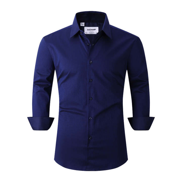 Duchamp London Navy Solid Geo Dress Shirt