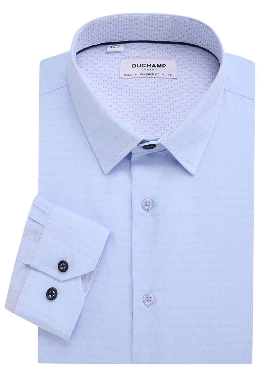 Duchamp London Men's Textured Dot Dress Shirt - Blue Duchamp London Men's Textured Dot Dress Shirt - Blue