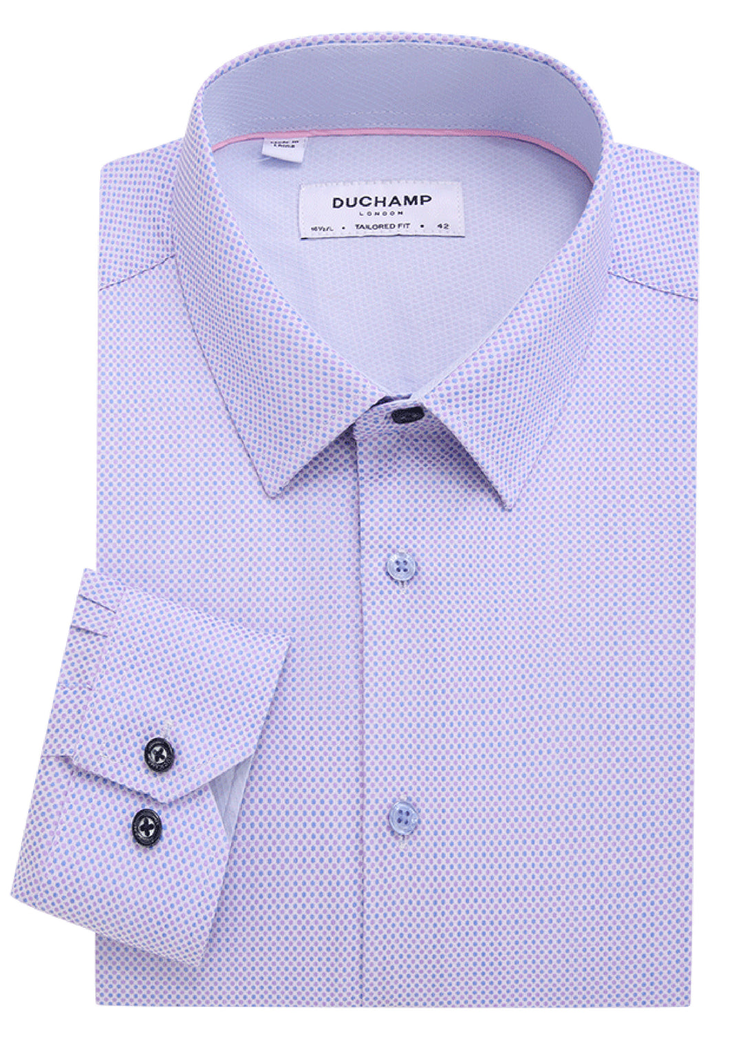 Duchamp London Textured Dot Dress Shirt - Blue Duchamp London Textured Dot Dress Shirt - Blue