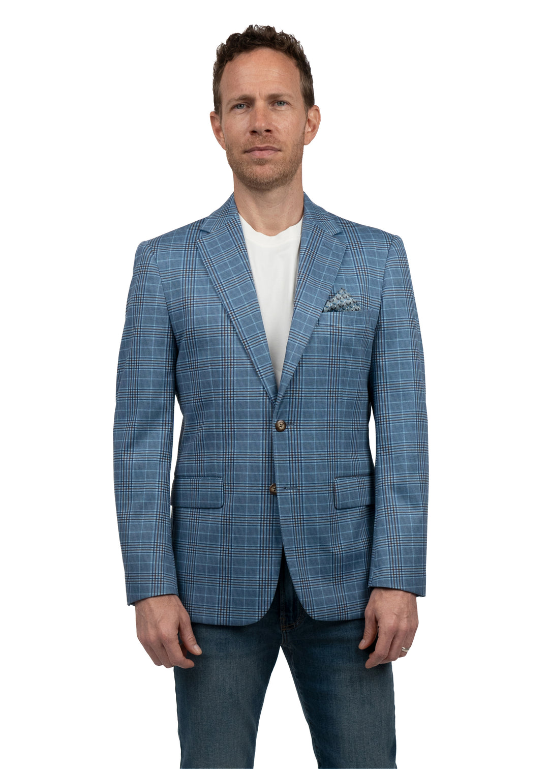 DUCHAMP NAVY WINDOWPANE KNIT SPORTCOAT